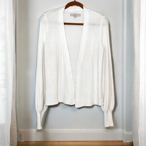 LOFT Women's Ivory White or Cream Open Front Oversized Cardigan Knit Sweater XS